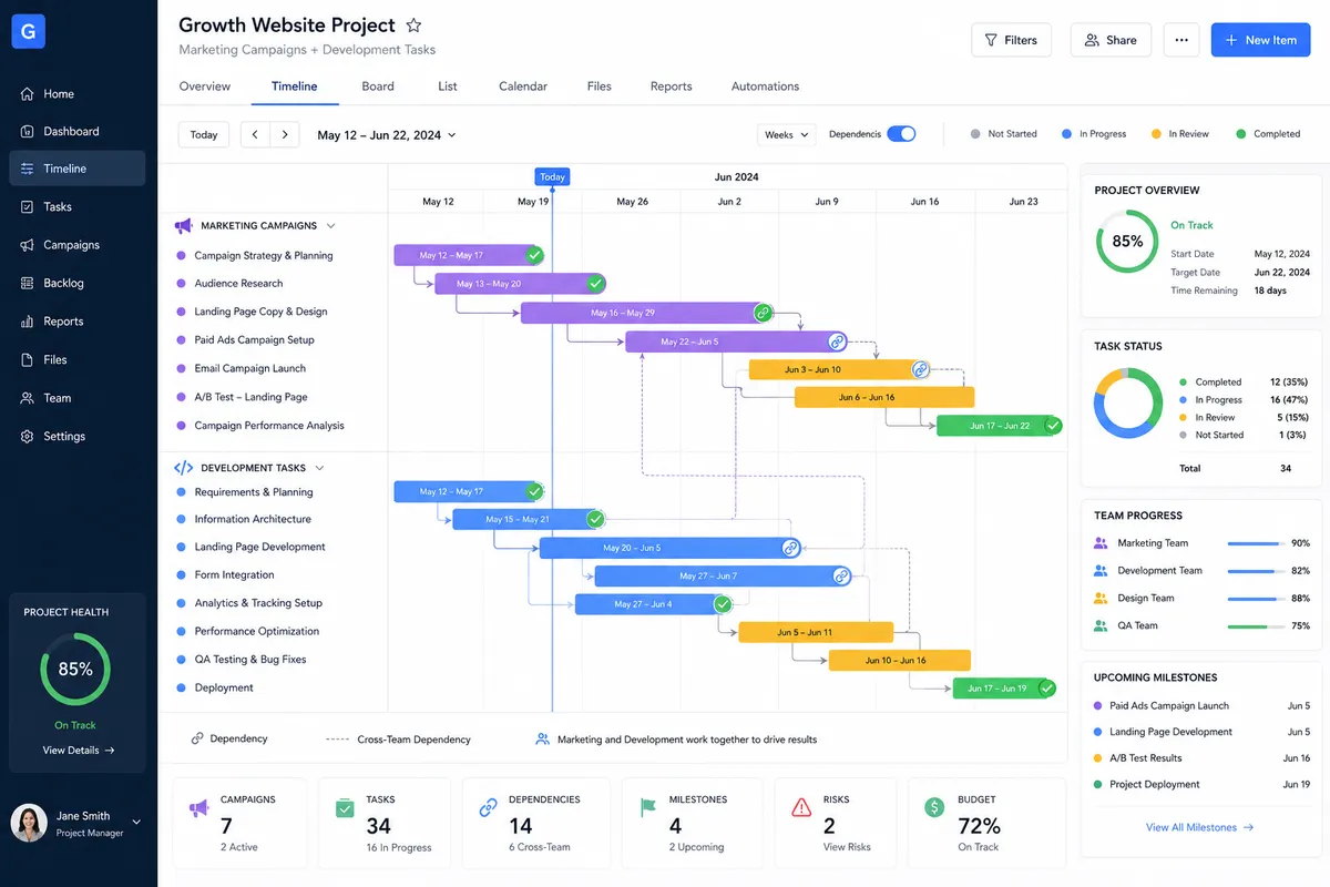 integrated marketing development project management visualization