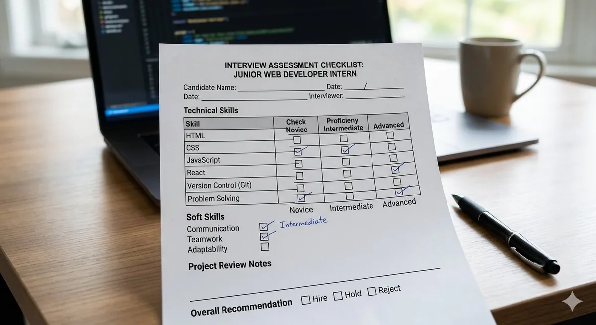 junior web developer hiring checklist
