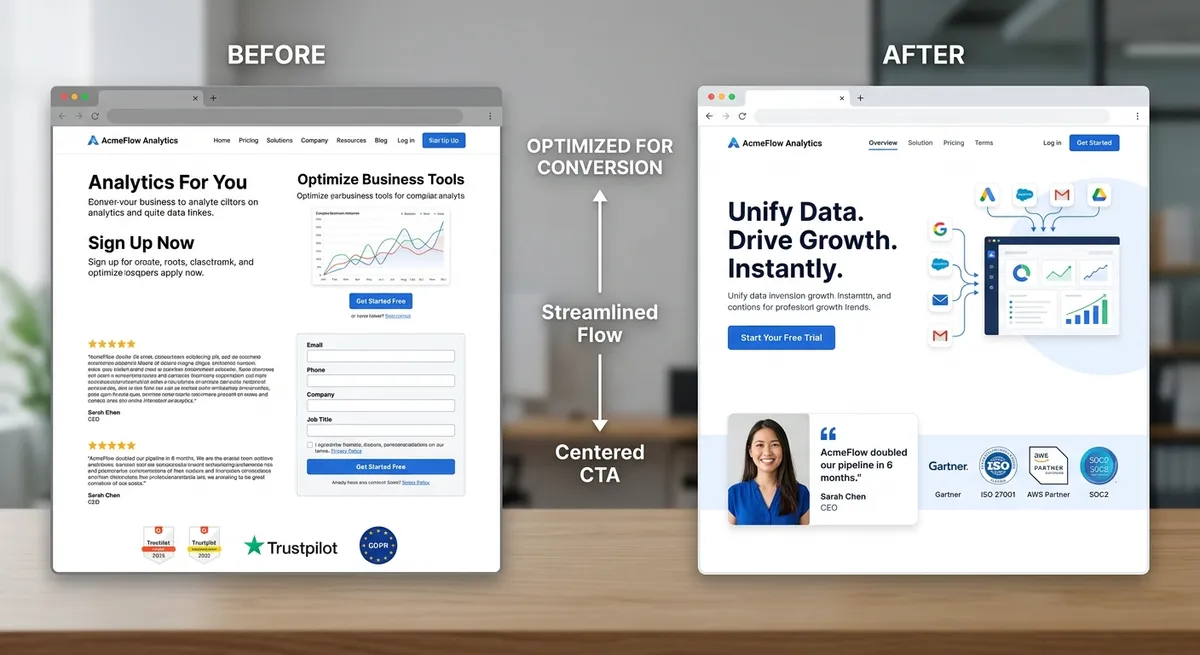 conversion-focused B2B SaaS landing page design optimization