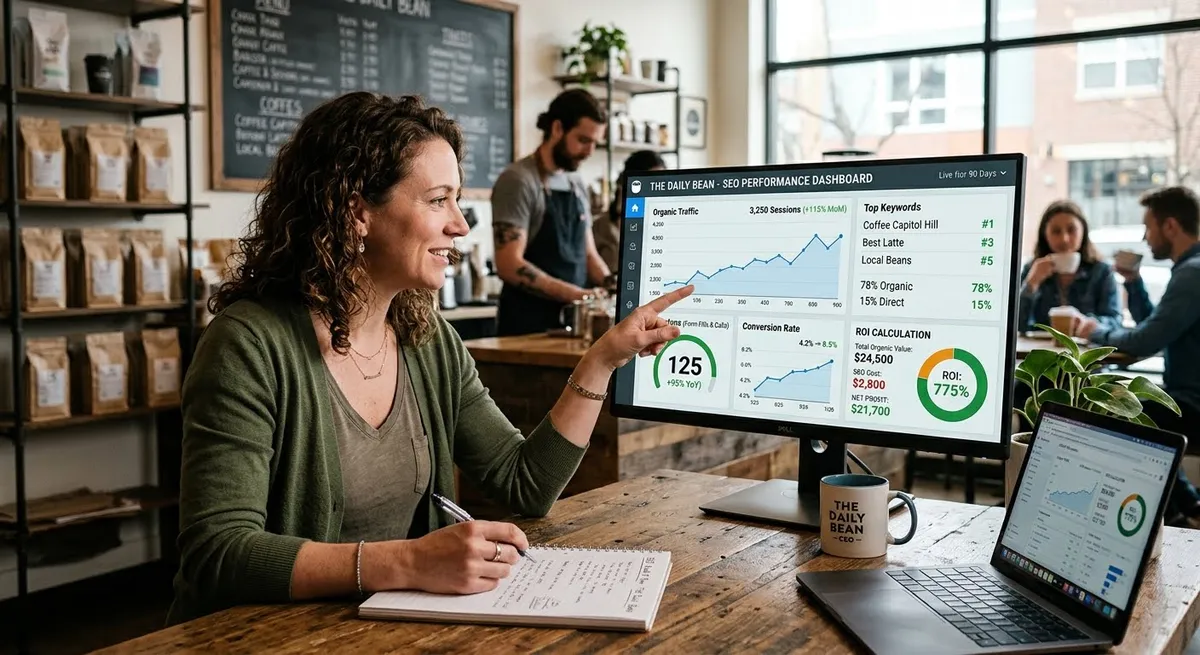 SEO services performance analytics small business